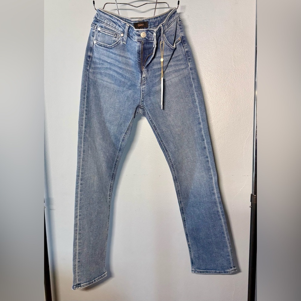 NWT Quince Luna Stretch Slim Straight Jeans Seaside Blue Size 30 - Picture 8 of 9